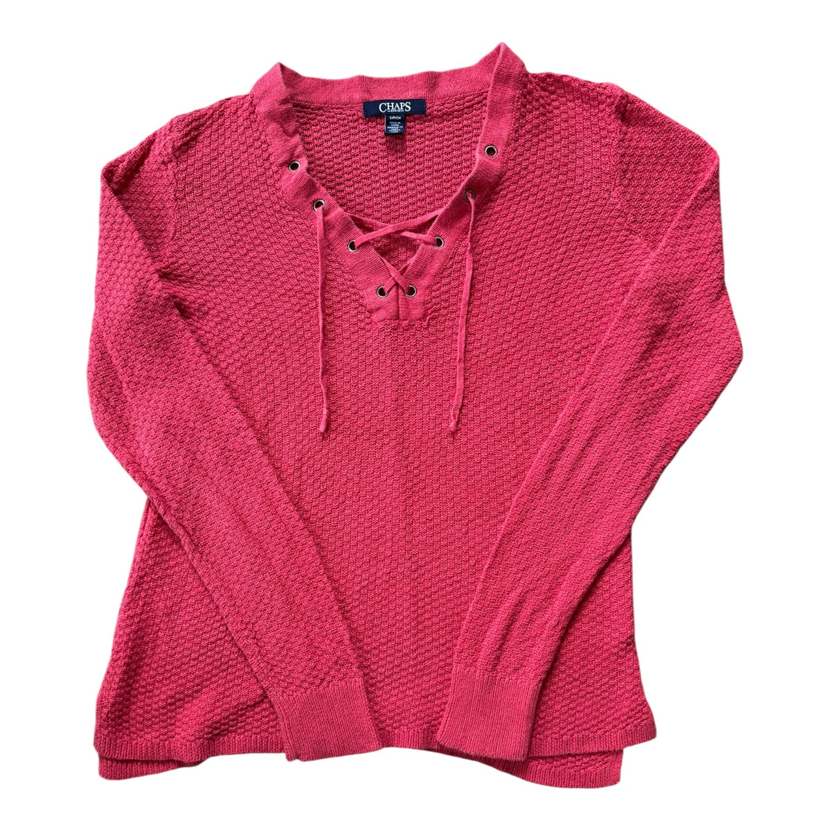 Woman's Small Chaps Pink V-Neck Jumper