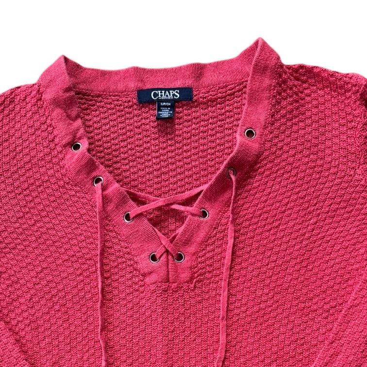 Woman's Small Chaps Pink V-Neck Jumper