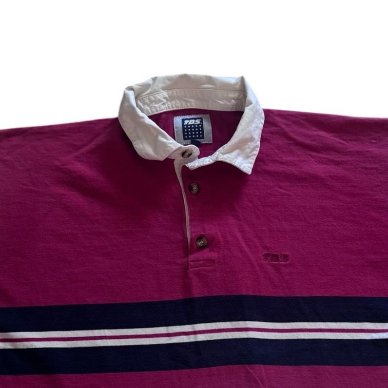 Large TBS Red, White and Navy Blue Rugby Polo Shirt