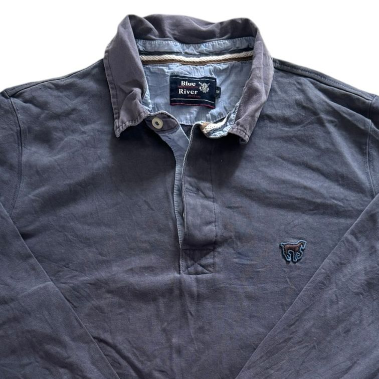 Medium Blue River Washed Blue Rugby Shirt