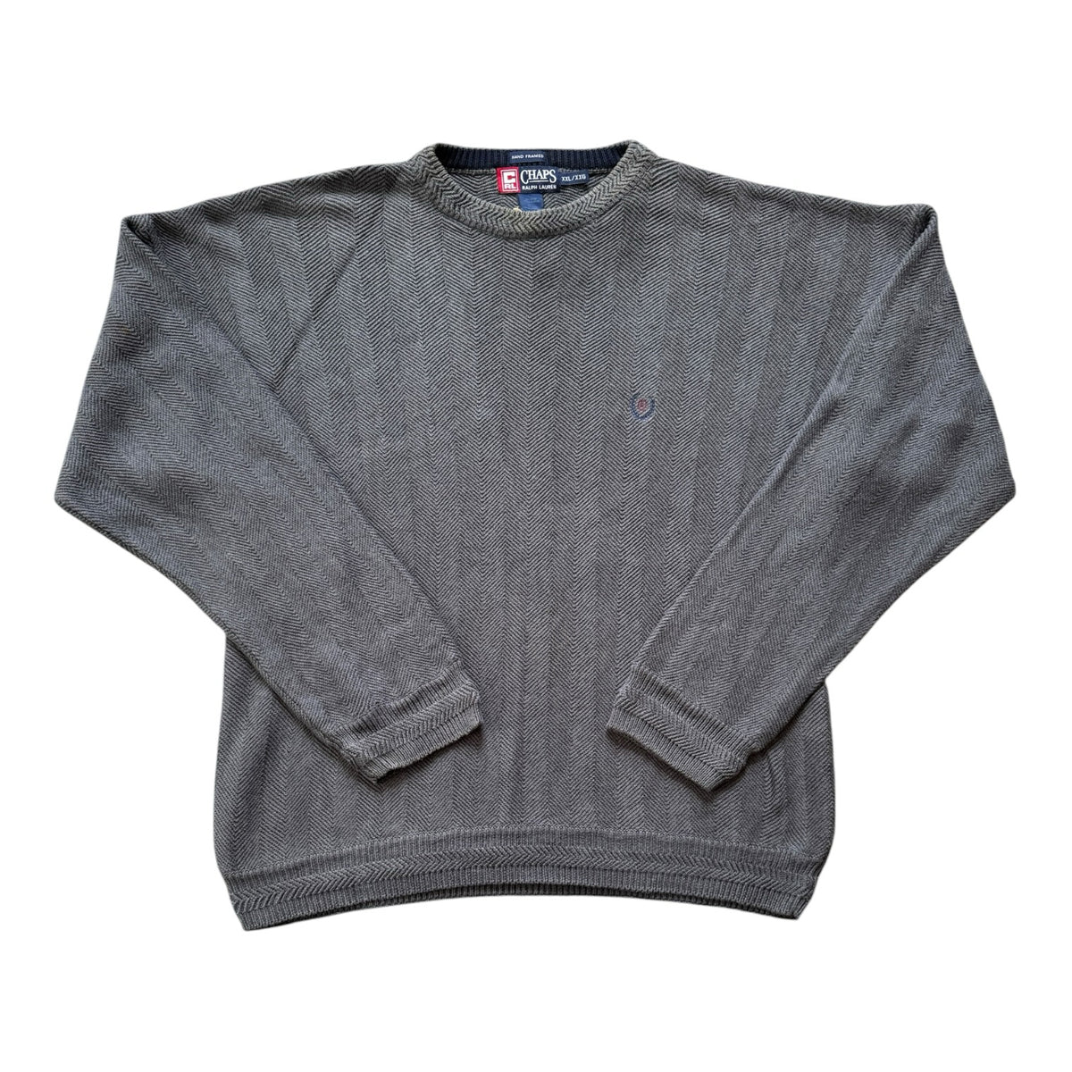 XXL Chaps Grey Herringbone Knitted Jumper