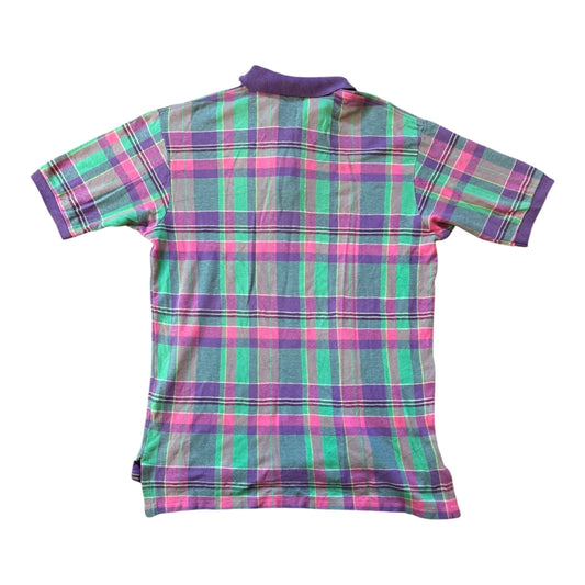 Large Ralph Lauren Purple Green Checkered Polo Shirt