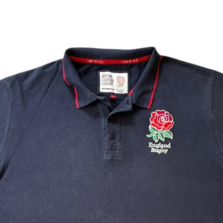 Large England Rugby Navy Polo Shirt