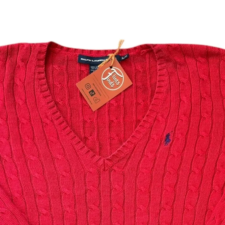 Woman's Extra large Ralph Lauren Red Cable Knit