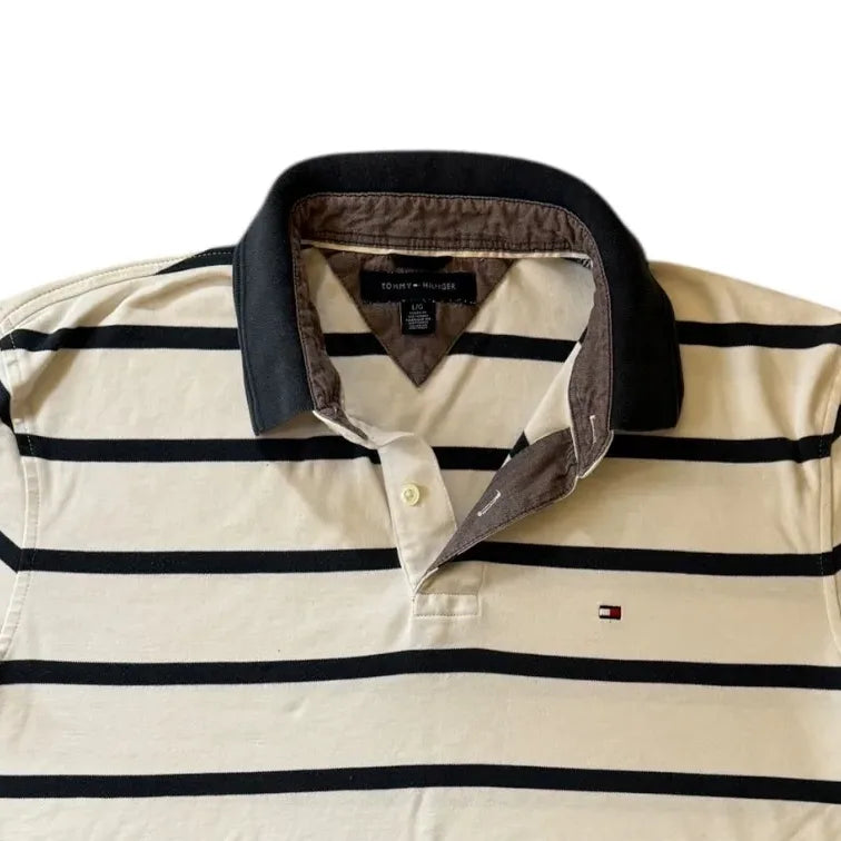 Large Tommy Hilfiger White Navy Polo Shirt