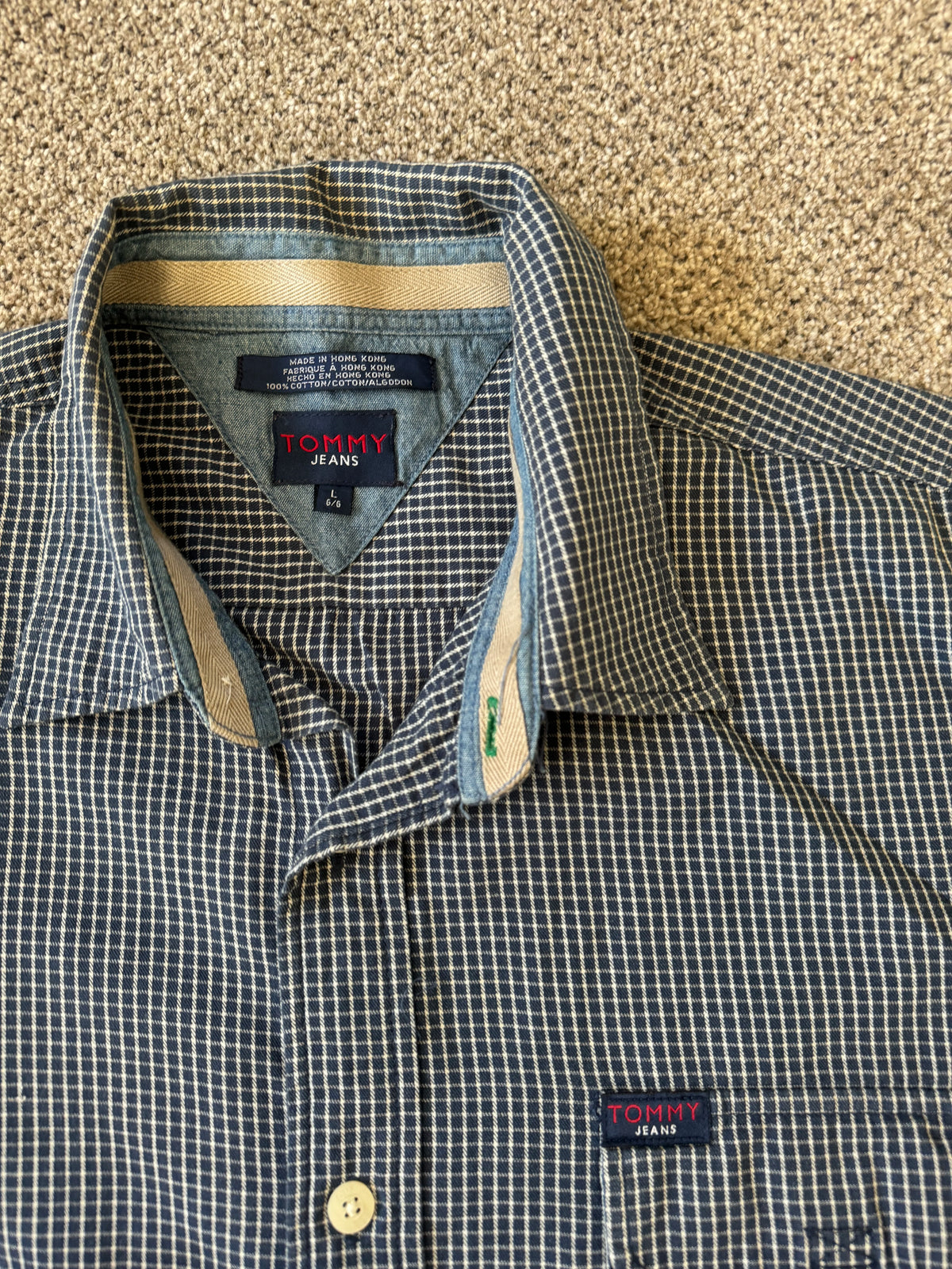 Large Tommy Hilfiger Black Checkered Shirt