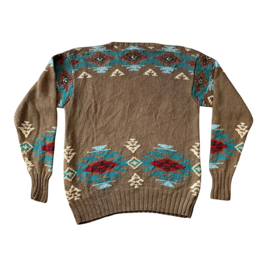 Medium Ralph Lauren Country Brown Hand Knitted Southwest Jumper
