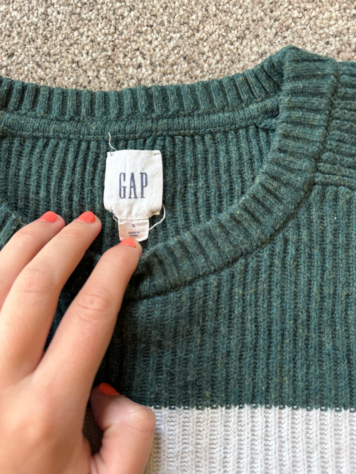 Large Gap Green Merino Wool/ Nylon Knitted Jumper