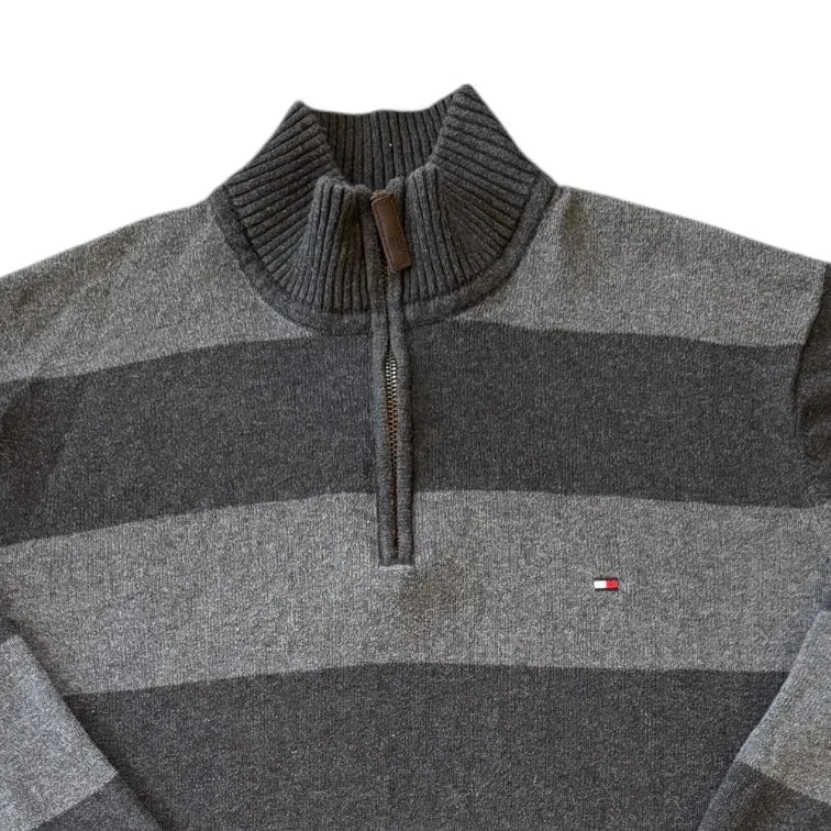 Medium Tommy Hilfiger Grey Striped 1/4 Zip
