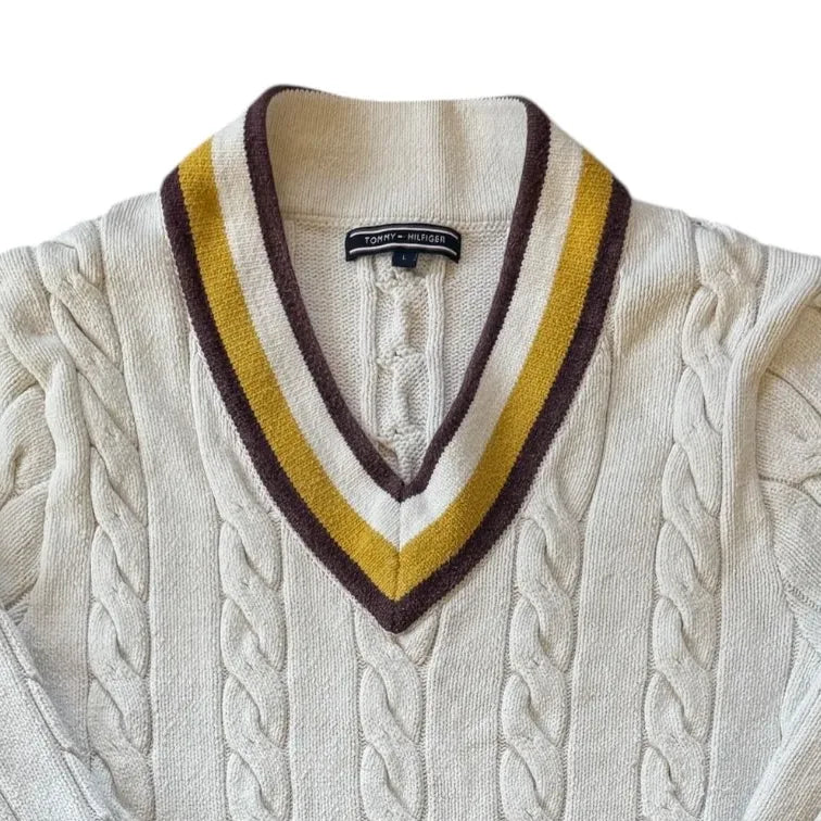 Women's Large Tommy Hilfiger White Cable Knit