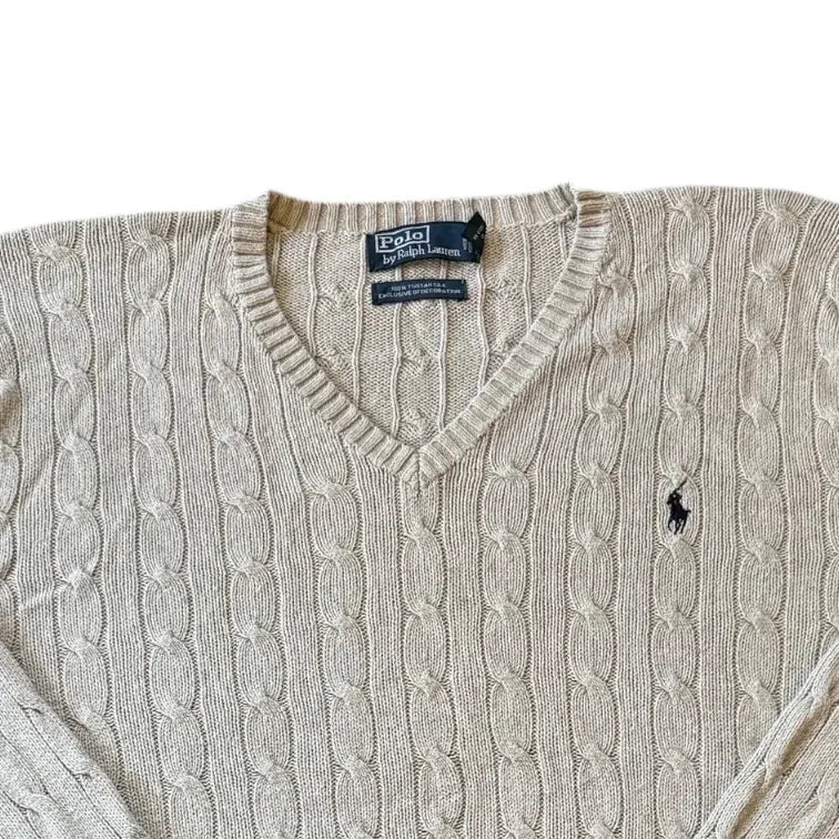 XXL Ralph Lauren Grey Silk Cable Knit