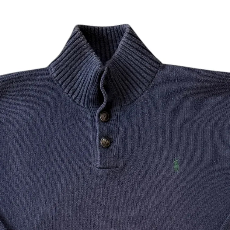 Extra large Ralph Lauren Navy Knitted 1/4 Button