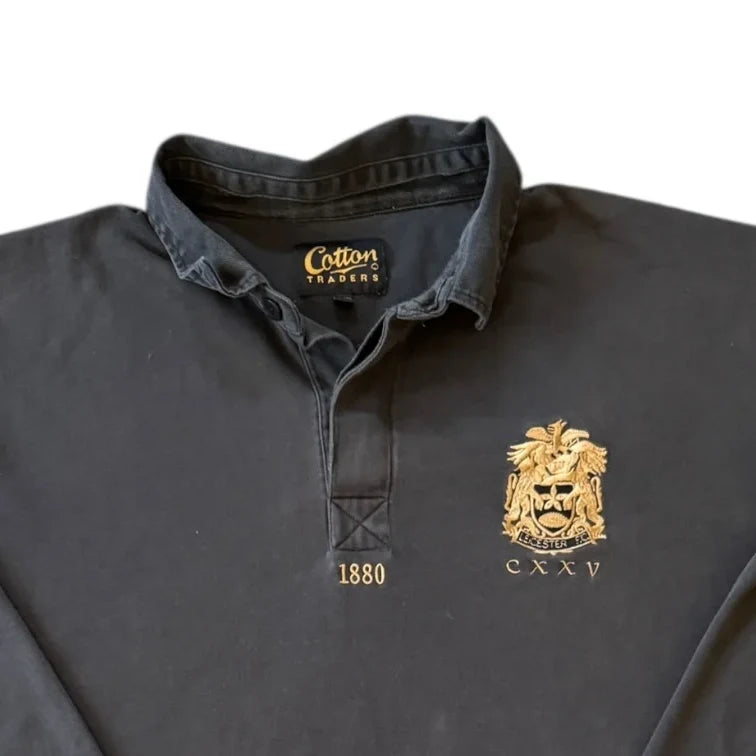3XL Cotton Traders Black Leicester Tigers Rugby Shirt