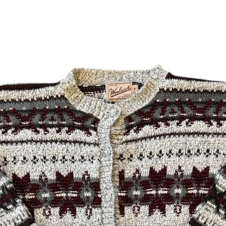 Woman's Medium Woolrich White Fair Isle Cardigan