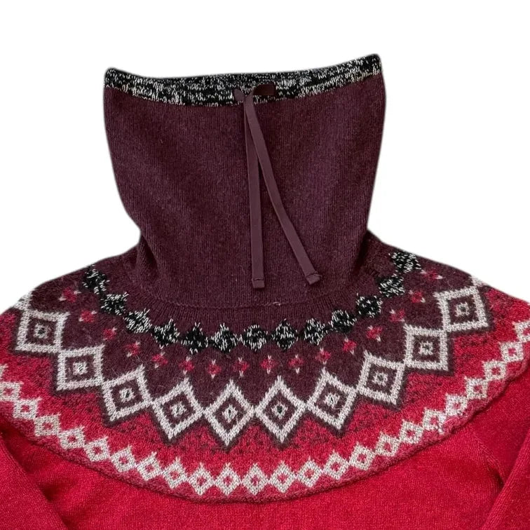 Woman's Medium Eddie Bauer Red Fair Isle Knitted Jumper