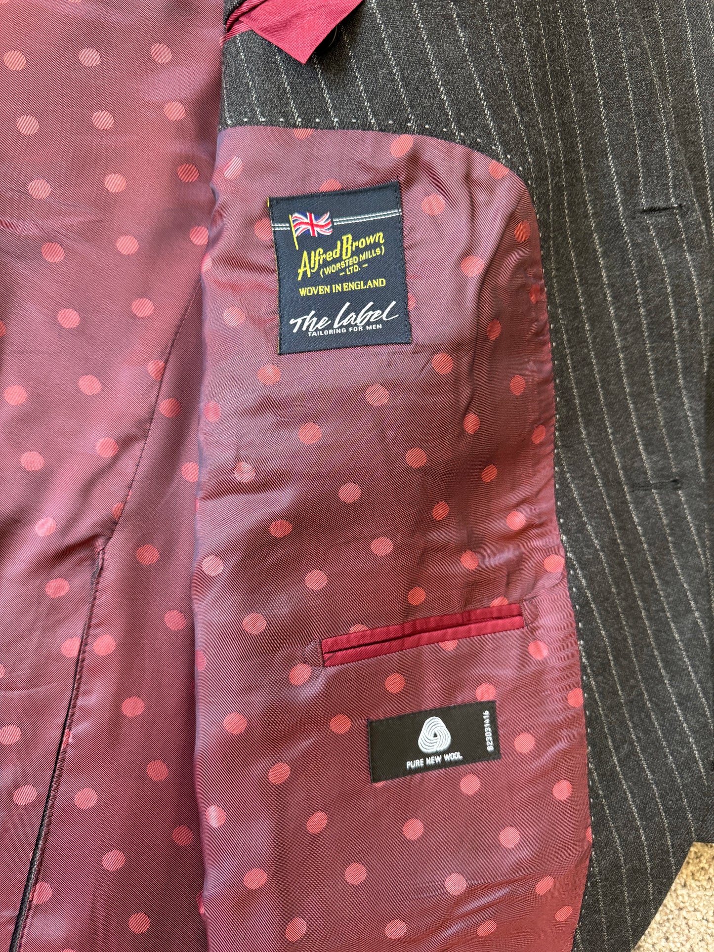 48" Chest/ 40" Trouser Alfred Brown Grey Striped Suit