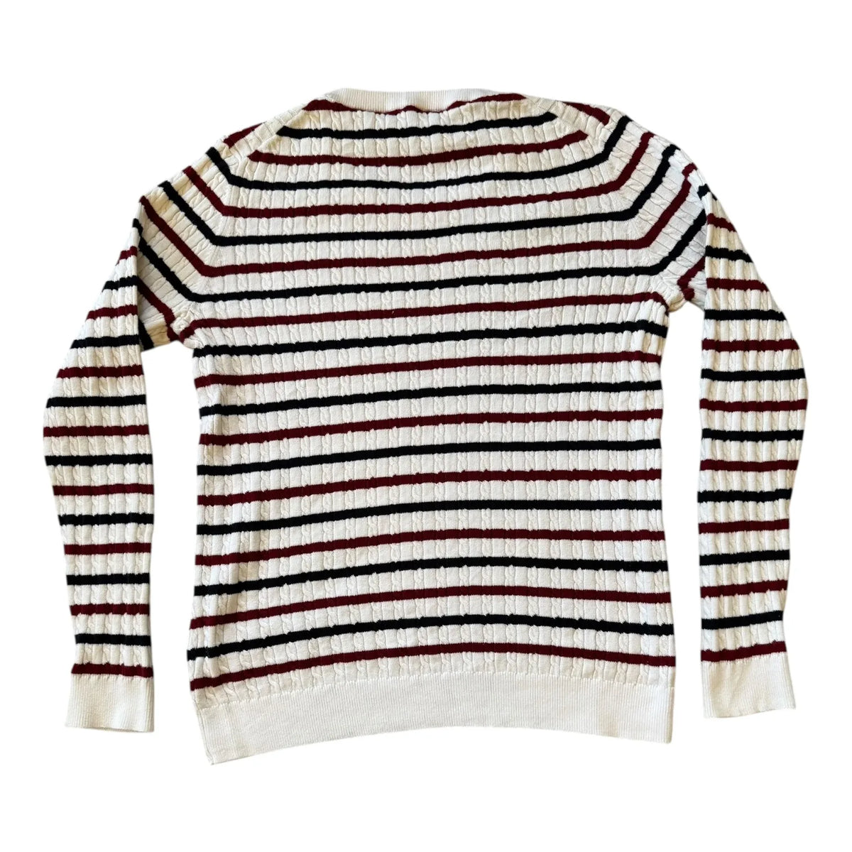 Woman's Medium Tommy Hilfiger White Striped Cable Knit