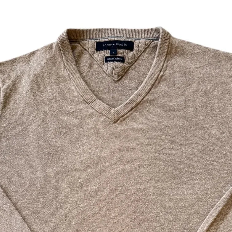 Small Tommy Hilfiger Beige V-Neck Jumper