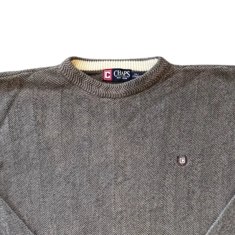 XXL Chaps Brown Knitted Herringbone Jumper