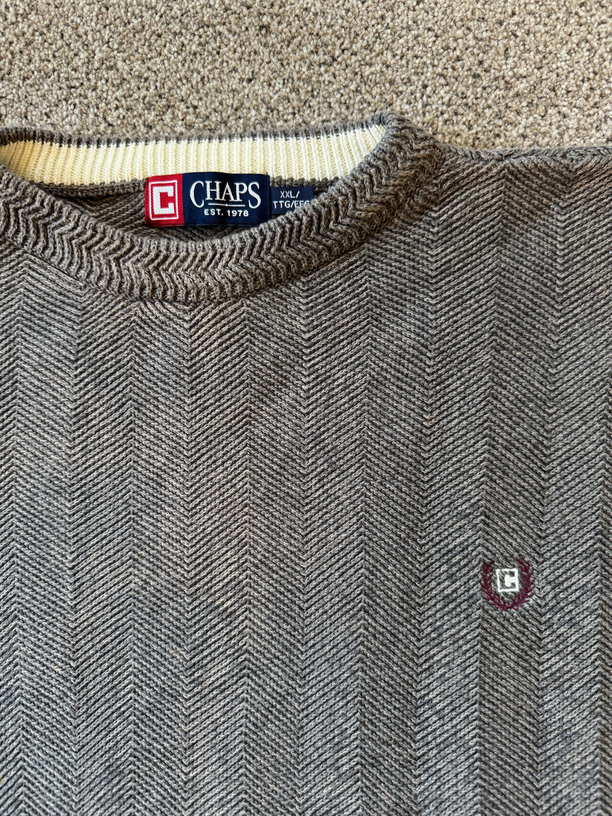 XXL Chaps Brown Knitted Herringbone Jumper