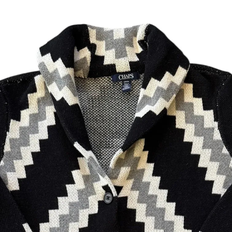 Woman's Small Chaps Black/ White Cardigan