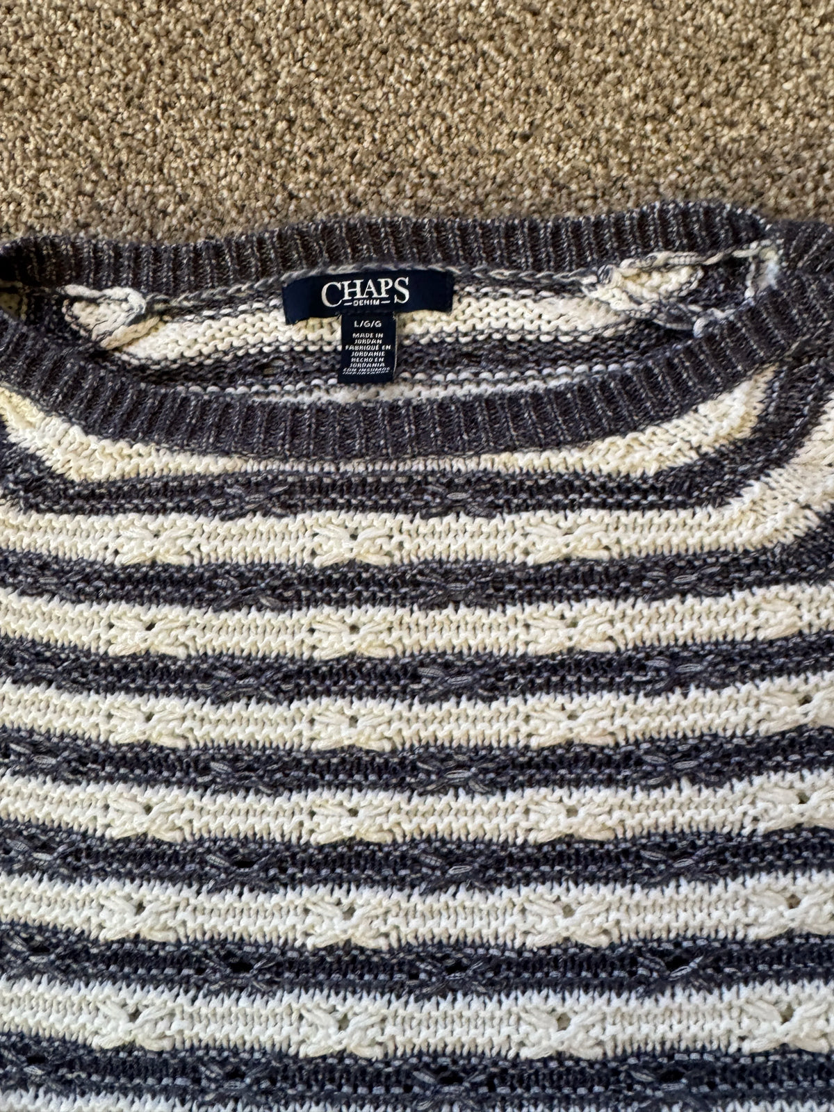 Woman's Large Chaps White Striped Jumper