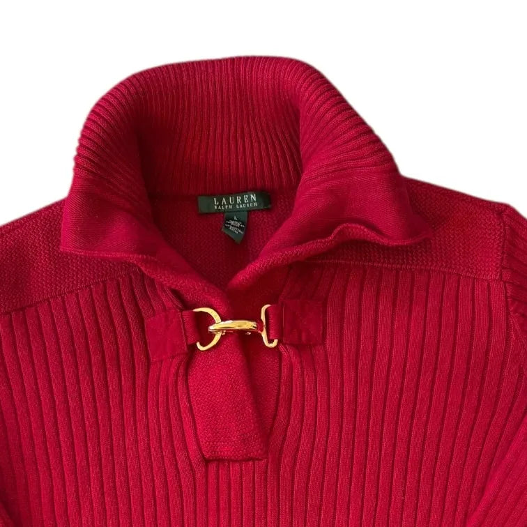 Woman's Large Ralph Lauren Red Knitted Jumper