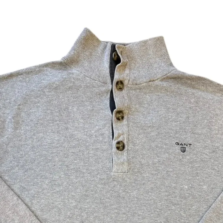 Extra large Gant Grey 1/4 Button Jumper