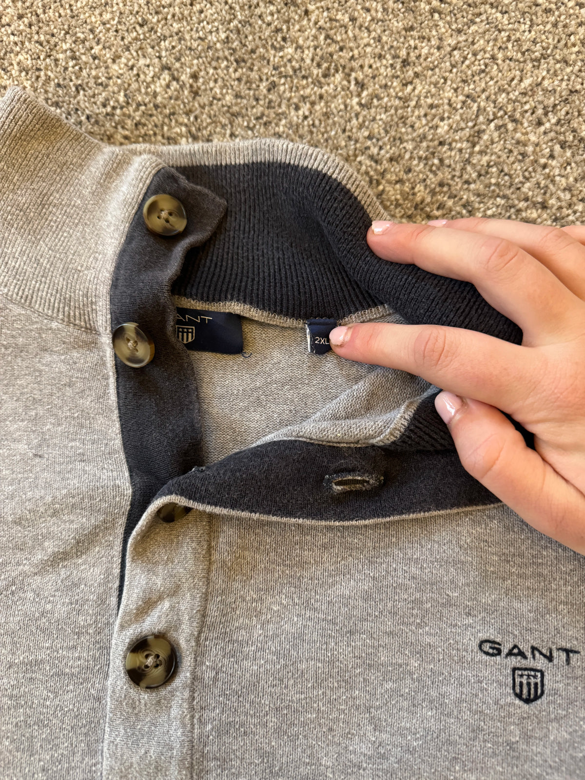 Extra large Gant Grey 1/4 Button Jumper