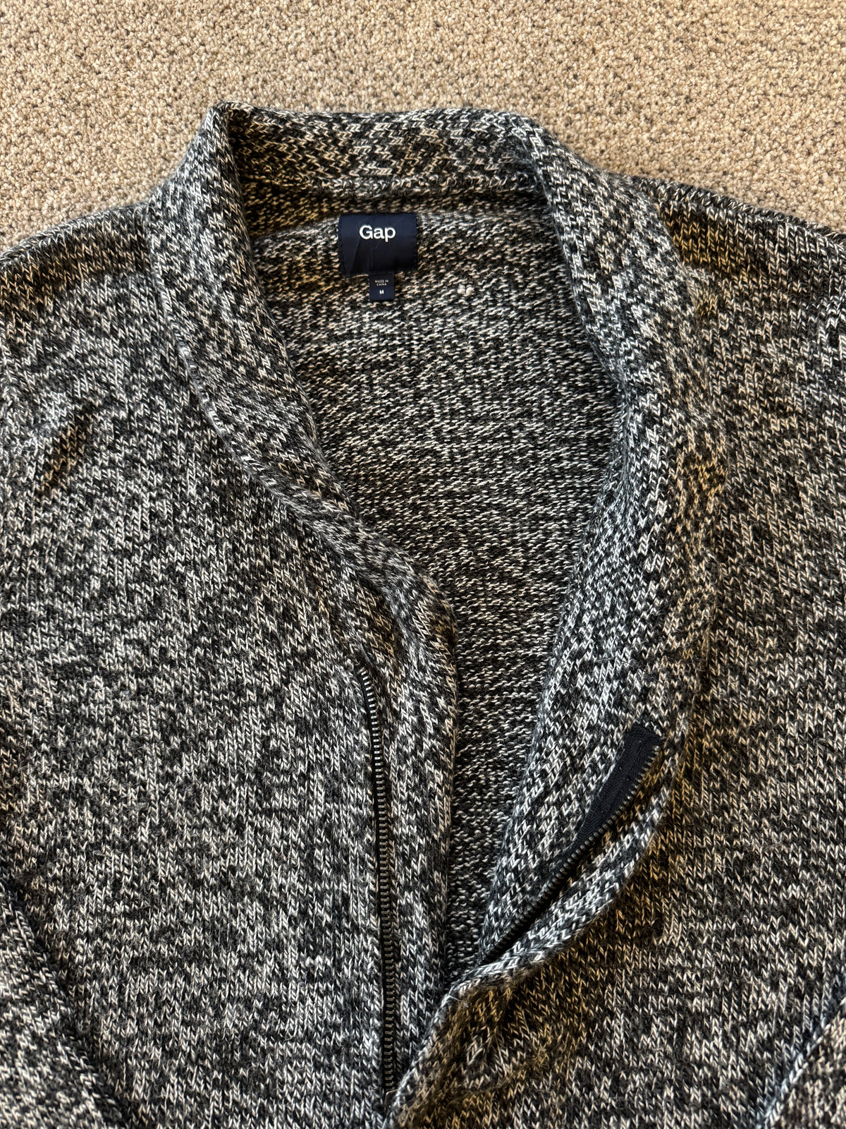 Woman's Medium Gap Grey Knitted Zip Up Jumper