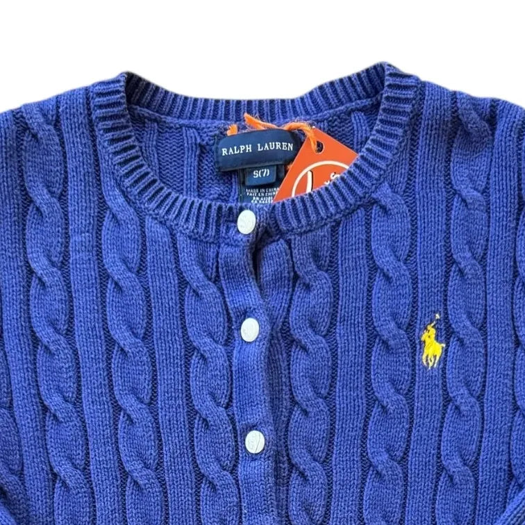 Aged 7 Ralph Lauren Blue Cable Knit Cardigan