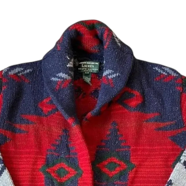 Woman's Petite Ralph Lauren Aztec Southwest Cardigan