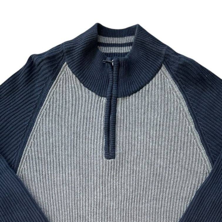 Large Nautica Grey and Navy 1/4 Zip