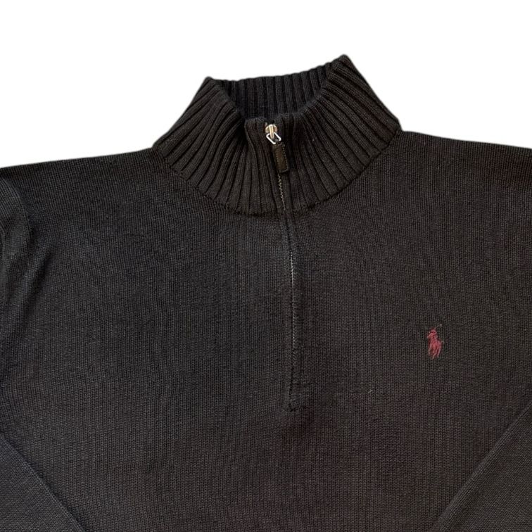 Large Ralph Lauren Black Knitted 1/4 Zip
