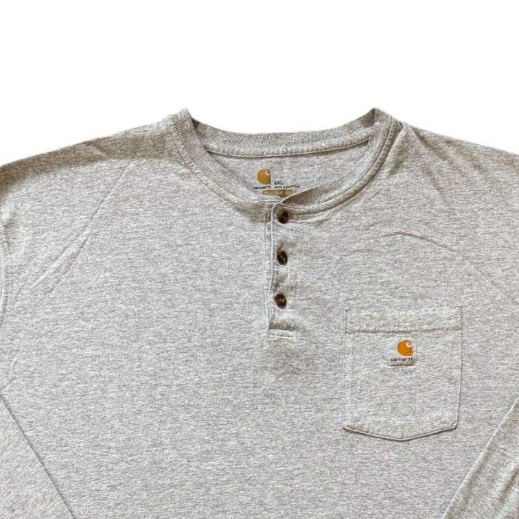 4XL Carhartt Grey Henley Long Sleeved T-Shirt