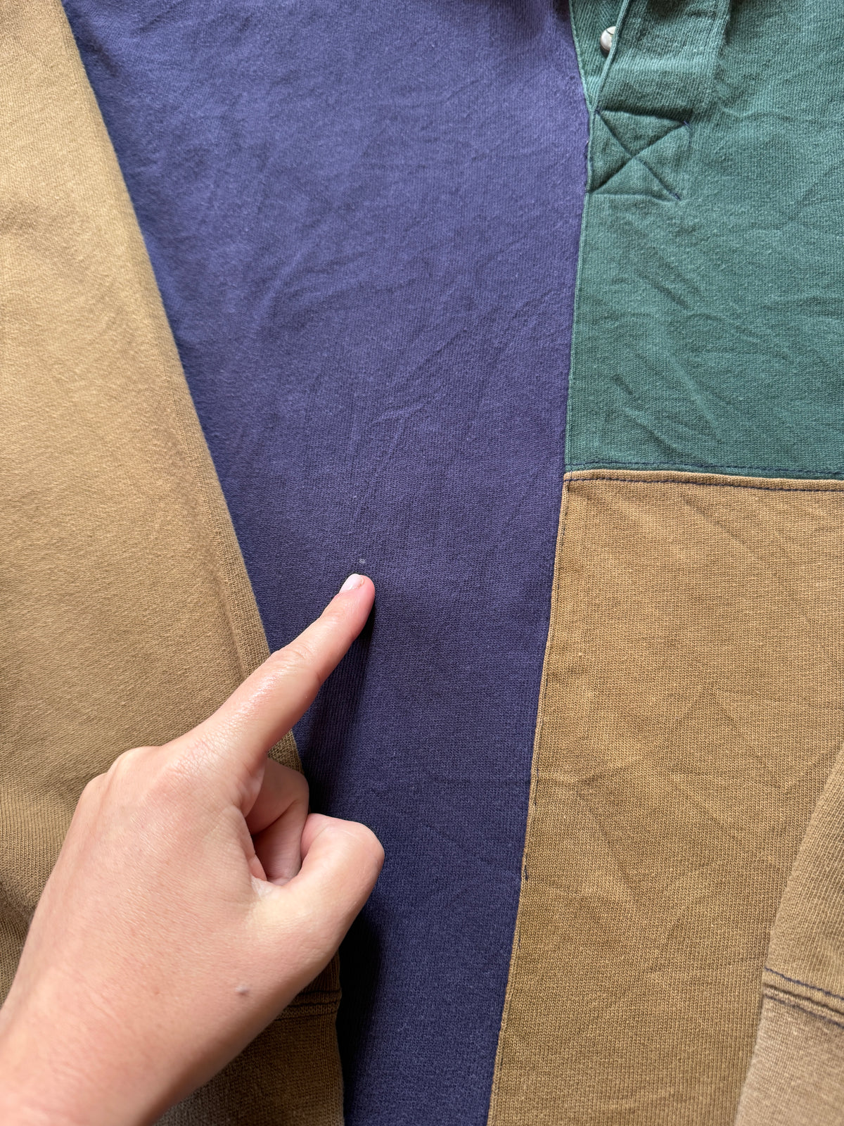 90s Large Gap Navy, Green and Brown Rugby Shirt