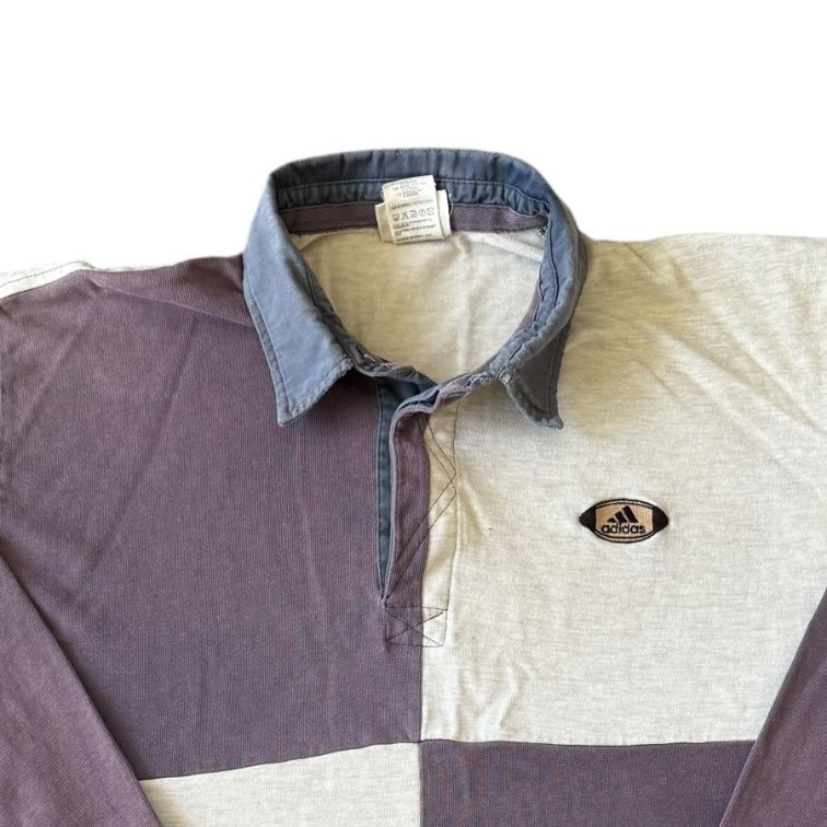 Large Adidas Grey And Purple Rugby Shirt