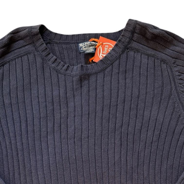 Large Ralph Lauren Navy Knitted Ribbed Jumper