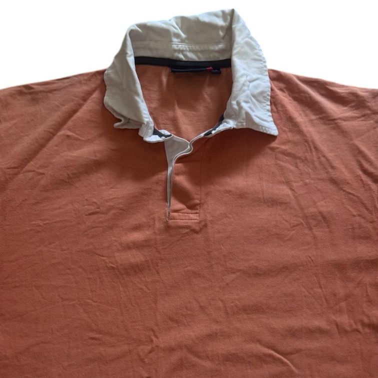 Large Quebramar Orange Short Sleeved Sailing Rugby Shirt