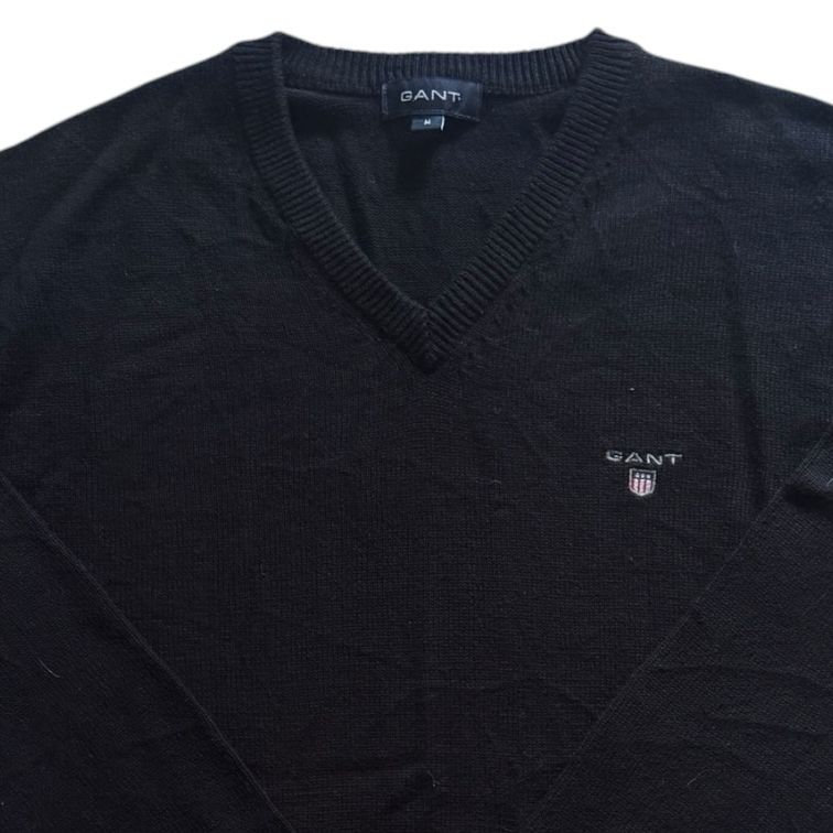 Medium Gant Black Knitted V-Neck Jumper