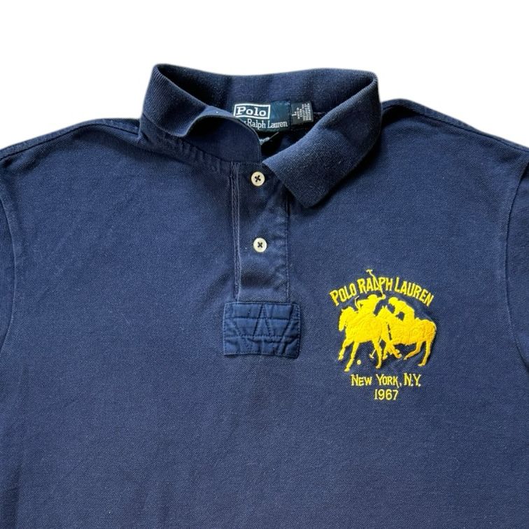 Large Ralph Lauren Navy and Yellow Big Pony Polo Shirt