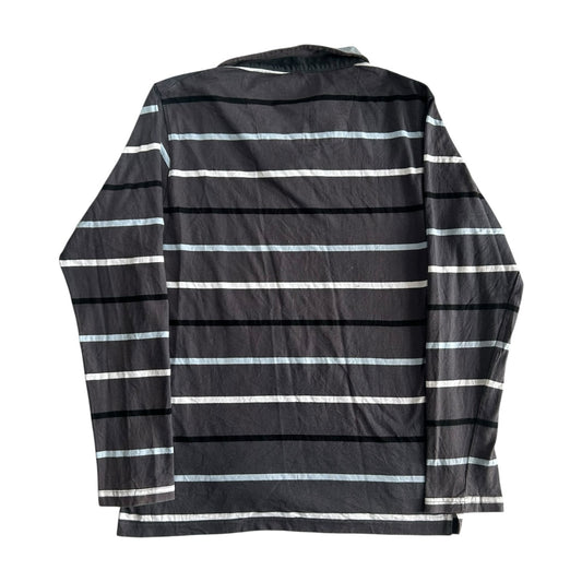 Large At Company Faded Brown Striped Rugby Shirt