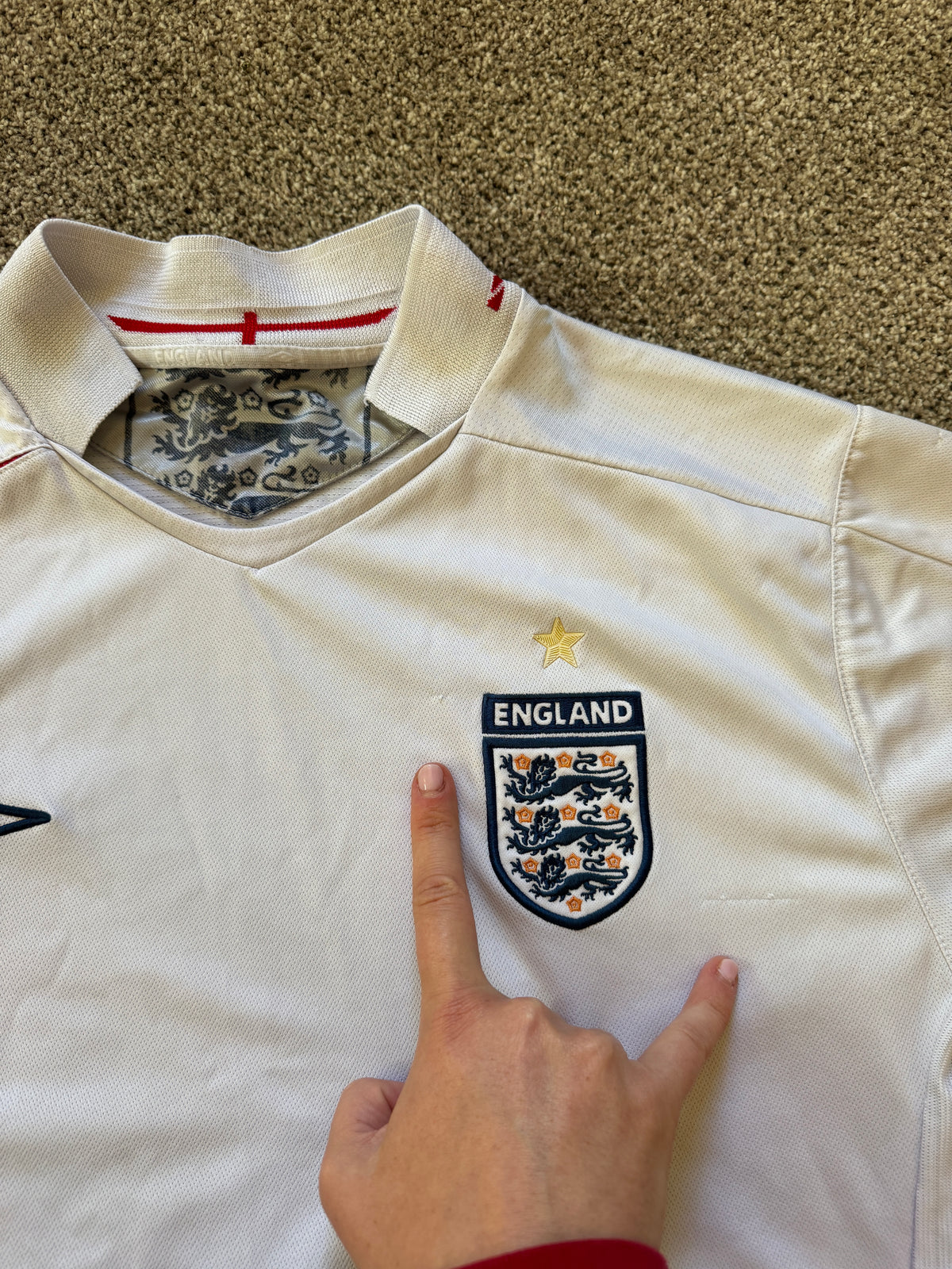 05-07 Extra large White Umbro England Football Shirt
