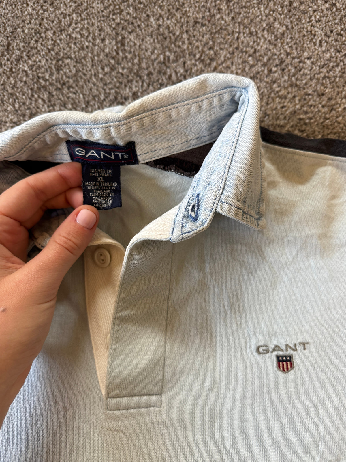 Aged 11-12 Gant Light Blue Rugby Shirt