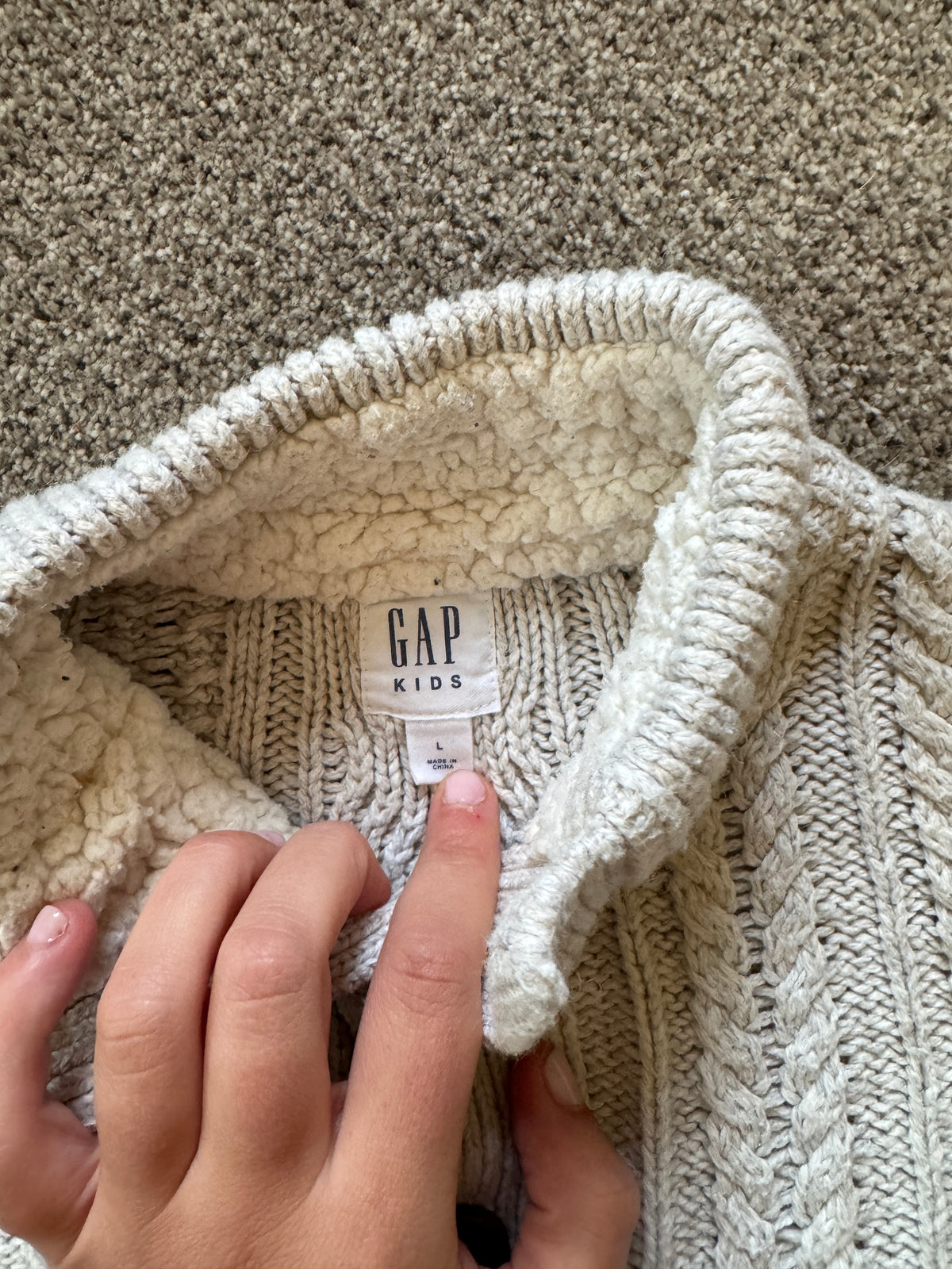 Kids Large Gap Cream 1/4 Button Jumper