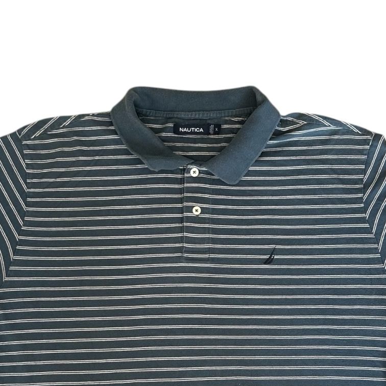 Extra large Nautica Blue and White Striped Polo Shirt