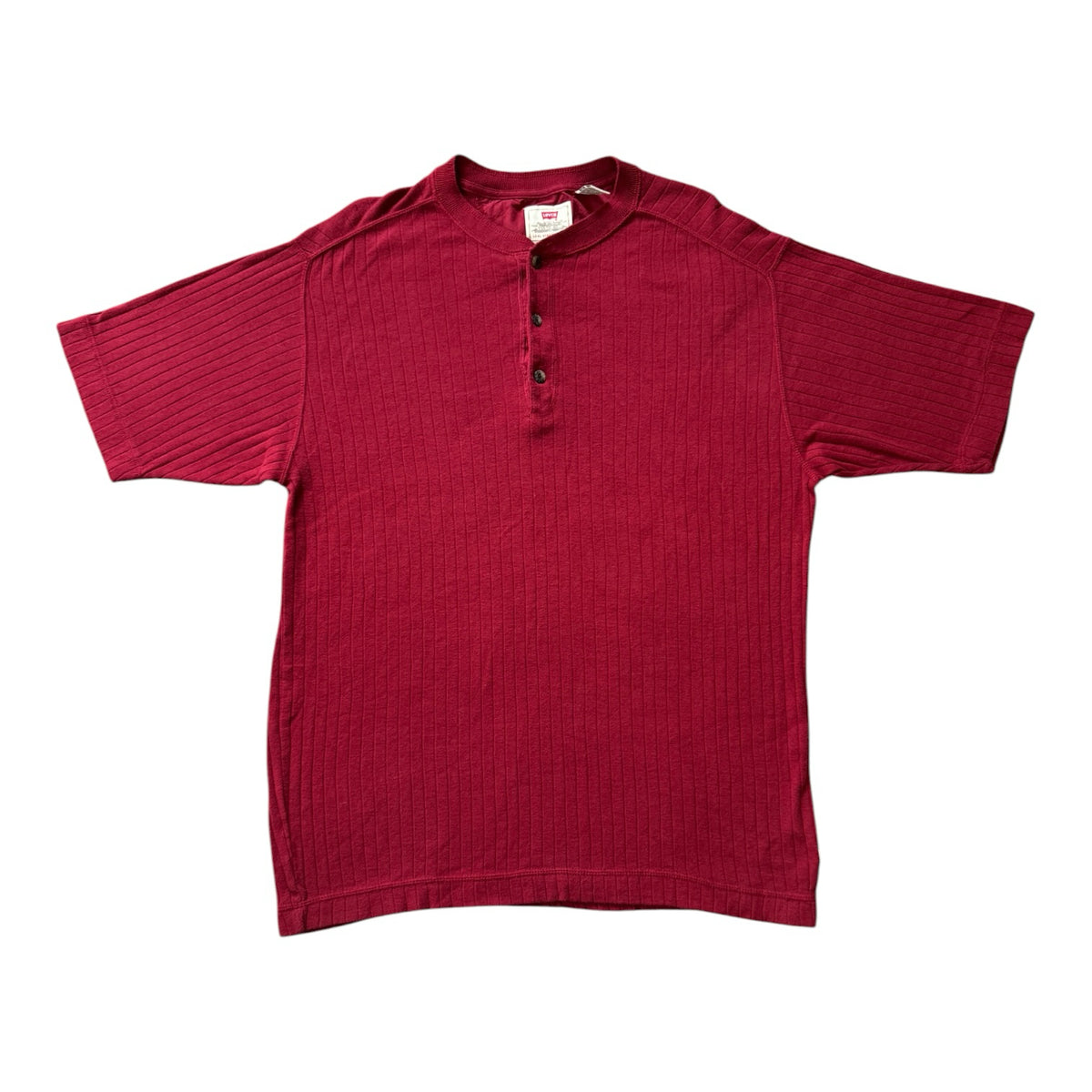 Medium Levi's Red Knitted Henley T-Shirt