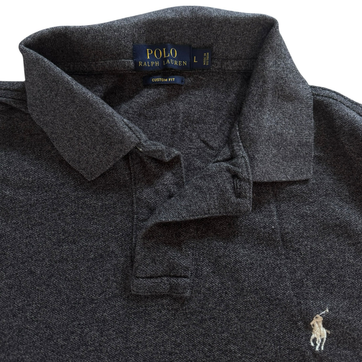 Large Ralph Lauren Grey Long Sleeved Polo Shirt