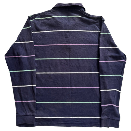 Aged 14 Tiffosi Navy and Multi-coloured Striped Rugby Shirt
