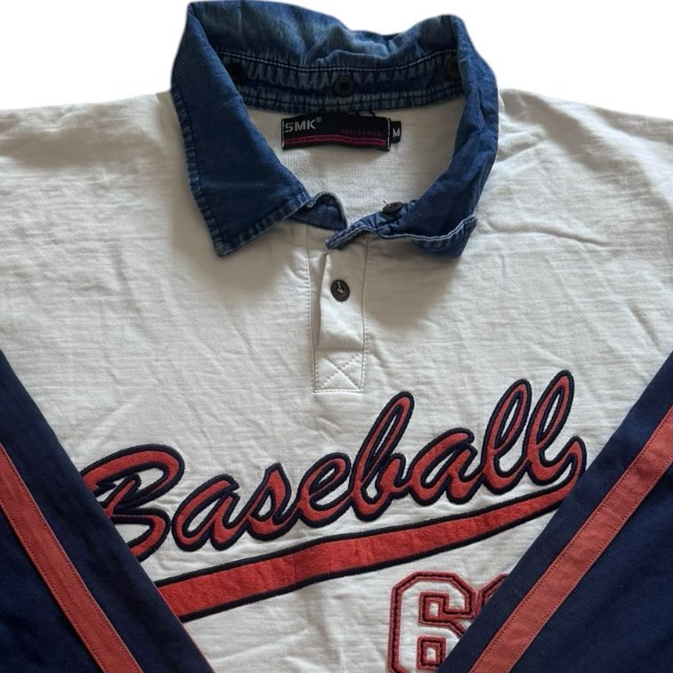 Medium SMK White Baseball 62 Rugby Shirt